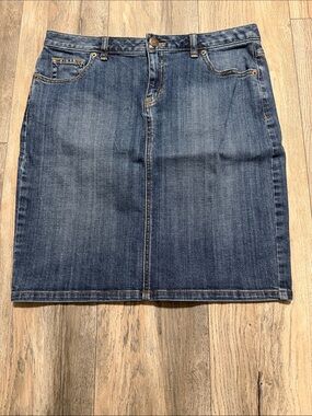 Lands' End Medium Blue Denim Pencil Skirt